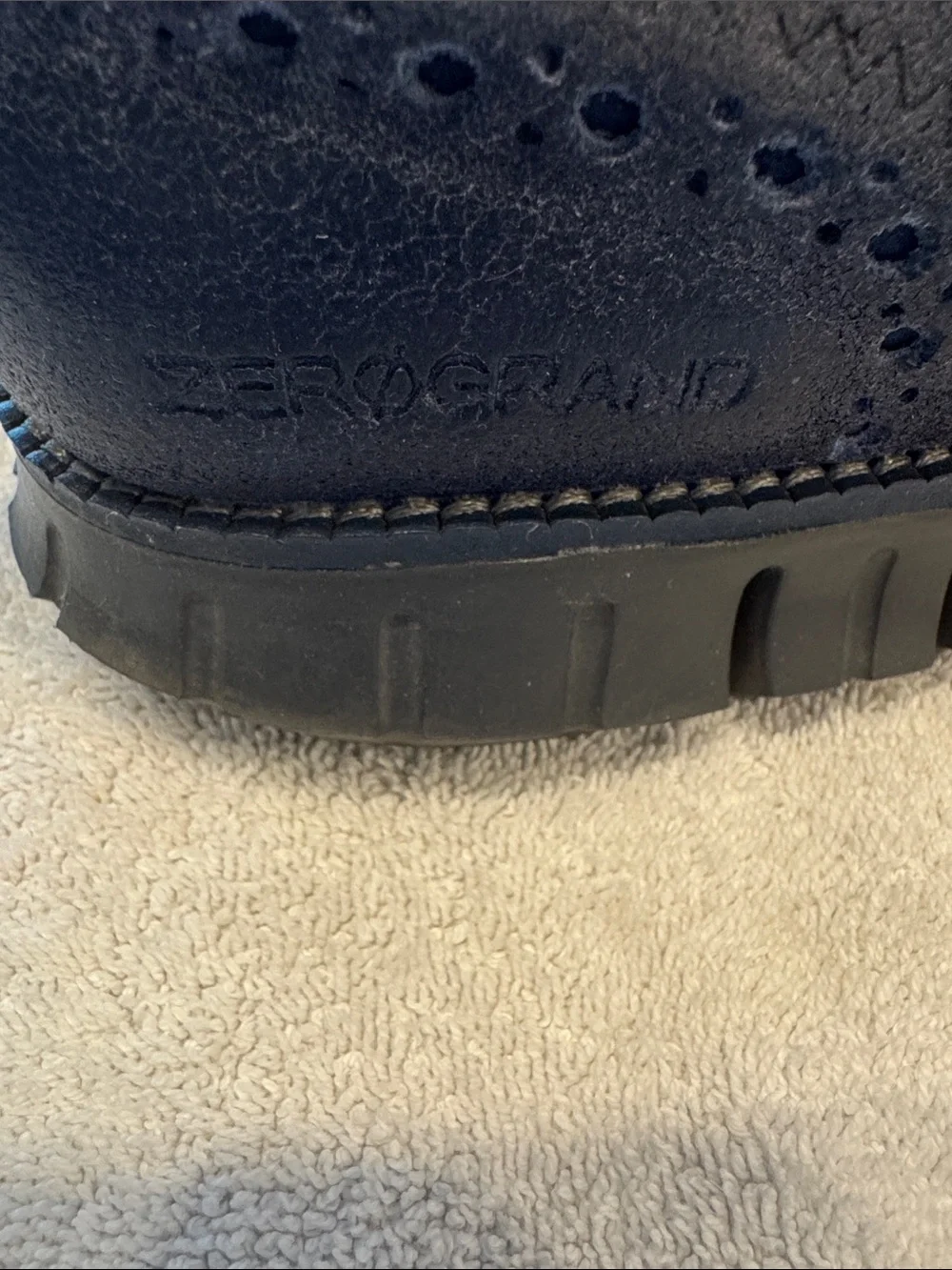 Cole Haan Men's Dark Navy Suede Wingtip Derby Oxfords